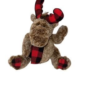 Boys & Girls Club Christmas Plush Reindeer Buffalo Plaid Antlers Stuffed Animal